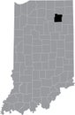 Location map of the Whitley County of Indiana, USA