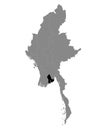 Location Map of Yangon Region Royalty Free Stock Photo