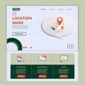 Location mark flat landing page website template. Testimonials, online survey, rating. Web banner with header, content