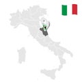 Location of Marke on map Italy. 3d Marke location sign similar to the flag of Marke. Quality map with regions of Italy.
