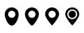 Location marker. Map pin icon. Position pointer. Map marker icons set. Black position pointer. Glyph and solid style