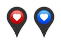 Location marker map pin pointer with heart icon