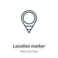 Location marker outline vector icon. Thin line black location marker icon, flat vector simple element illustration from editable Royalty Free Stock Photo