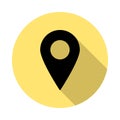 Location, market simple vector icon in long shadow style