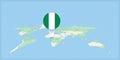 Location of Nigeria on the world map, marked with Nigeria flag pin Royalty Free Stock Photo