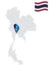 Location of Nonthaburi Province on map Thailand. 3d Nonthaburi flag map marker location pin.