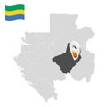 Location Ogooue-Lolo Province on map Gabon. 3d location sign similar to the flag of Ogooue-Lolo Province. Quality map with R