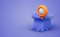 Location pin and boxes Concept of online orders, shopping, delivery and tracking of parcel 3d illustration