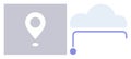 Location Pin and Cloud with Connection Line Representing Digital Cloud Storage and Services Royalty Free Stock Photo