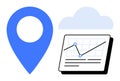 Location Pin with Data Analytics Dashboard and Cloud for Digital Insights and Connectivity Royalty Free Stock Photo