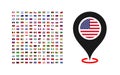 Location pin with flag. Flags of countries of the world. Vector icons Royalty Free Stock Photo