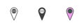 Location pin with globe different style icon set Royalty Free Stock Photo