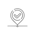 Location Pin Icon with Check Mark Minimalist Vector Line Illustration Royalty Free Stock Photo