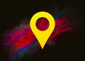 Location pin icon colorful paint abstract background brush strokes illustration design