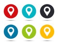 Location pin icon flat round button set illustration design