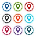 Location pin icon flat round buttons set illustration design Royalty Free Stock Photo