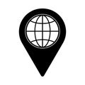 Location Pin Icon with Globe Solid Black Icon