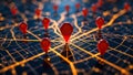 Location Pin Icon and GPS Navigation Map: Modern Wayfinding and Digital Mapping Concept
