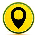 Location pin icon lemon lime yellow round button illustration