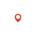 Location pin icon. Red taxi pointer. Simple flat point template. Infographic design element for navigation app, place on