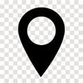 Location pin icon on transparent. map marker sign. flat style. map point symbol. map pointer symbol. map pin sign