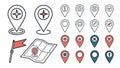 Location pin icons, map markers and navigation symbols vector design Generative AI