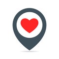 Location Pin of Love. Isolated Vector Illustration Royalty Free Stock Photo