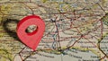 Location pin over the city of Houston on map of United States of America. Royalty Free Stock Photo