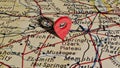 Location pin over the city of Springfield on map of United States of America.