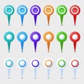Location pins mega set. Marker 3D. Map pointer pin vector set isolated. Web location point, pointer 3d arrow mark