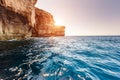 Location place Azure Window, Gozo island, Dwejra. Malta, Europe Royalty Free Stock Photo