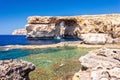 Location place Azure Window, Gozo island, Dwejra. Malta, Europe Royalty Free Stock Photo