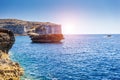 Location place Azure Window, Gozo island, Dwejra. Malta, Europe Royalty Free Stock Photo