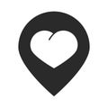 Location pointer heart love charity donation silhouette icon
