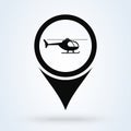 Location pointer helicopter. Simple vector modern icon design illustration