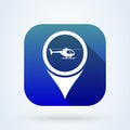 Location pointer helicopter. Simple vector modern icon design illustration
