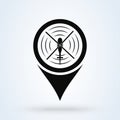 Location pointer helicopter. Simple vector modern icon design illustration