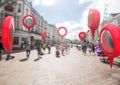 Location pointer markers in city street