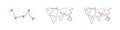 Location pointers on world map one line drawing. Location pins on map continuous line drawing. GPS navigation pointers on map. One