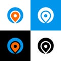 Location or position pointer logo, map pin symbol, circle shape icon