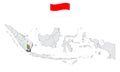 Location of Province Lampung on map Indonesia. 3d Lampung flag map marker location pin. Quality map with Provinces of Indonesia f