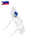 Location Province of Quezon on map Philippines. 3d location sign of Quezon. Quality map with provinces of Philippines