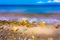 Beach layers of water rock sand