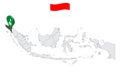 Location of Region Aceh on map Indonesia. 3d Aceh flag map marker location pin. Quality map with Provinces of Indonesia for your