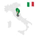 Location region Umbria on map Italy. 3d Umbria location sign. Quality map with regions of Italy.