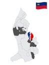 Location of Schaan on map Liechtenstein. 3d location sign similar to the flag of Schaan. Quality map with regions Principality o