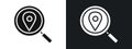Location search icon linear graphics set vector in black Royalty Free Stock Photo