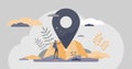 Location services as destination GPS pin point on map tiny persons concept Royalty Free Stock Photo