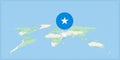 Location of Somalia on the world map, marked with Somalia flag pin Royalty Free Stock Photo
