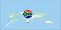 Location of South Africa on the world map, marked with South Africa flag pin Royalty Free Stock Photo